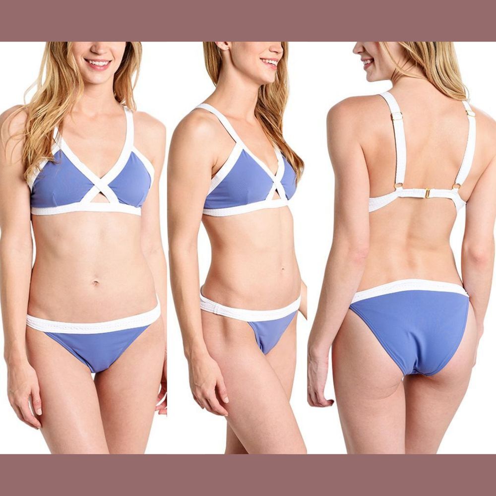 NEW 2PC Letarte Santorini Colorblock Bikini Top [ Small ]+ Bottom [Medium ] L785